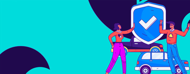 Buy insurance for car flat character vector concept operation illustration