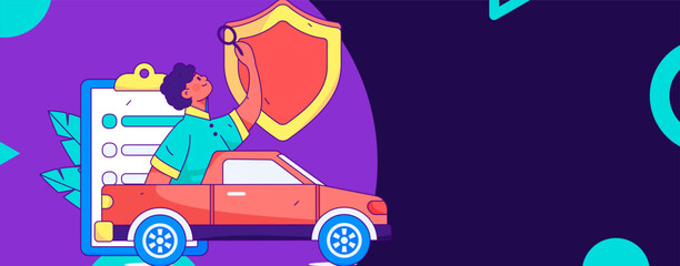 Buy insurance for car flat character vector concept operation illustration