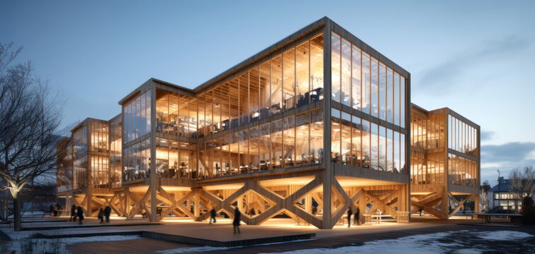 wooden hall and center architecture