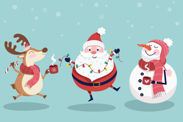 Cute Christmas characters vector illustration