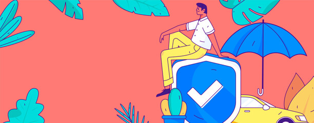 Buy insurance for car flat character vector concept operation illustration © Lyn Lee