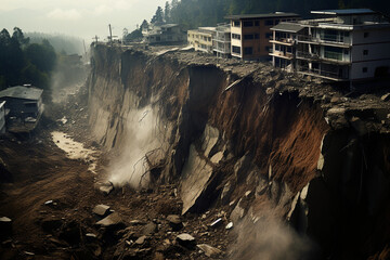 landslide natural disaster - obrazy, fototapety, plakaty