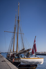 Sailing boat in the harbour at Larsens Plads, Copenhagen, Denmark
