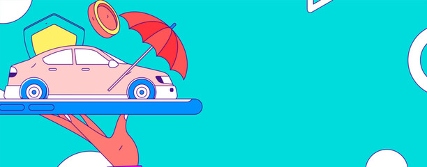 Buy insurance for car flat character vector concept operation illustration