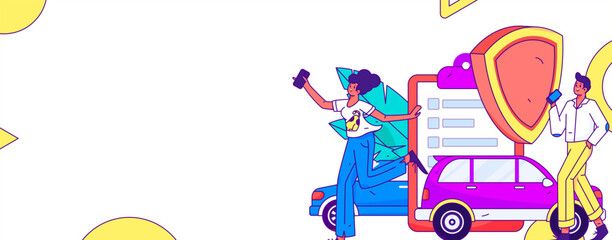 Buy insurance for car flat character vector concept operation illustration