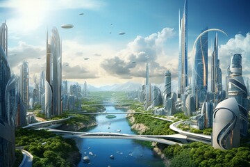 A futuristic city designed for environmental sustainability. Generative AI