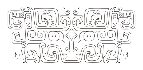 Fototapeta premium Luxury festive Chinese oriental traditional culture premium classical decoration red gold line art design vector illustration. Covers, greeting cards, logos, packaging, posters, backgrounds -Greeting