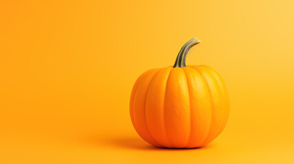 Minimalist Pumpkin on Yellow Background