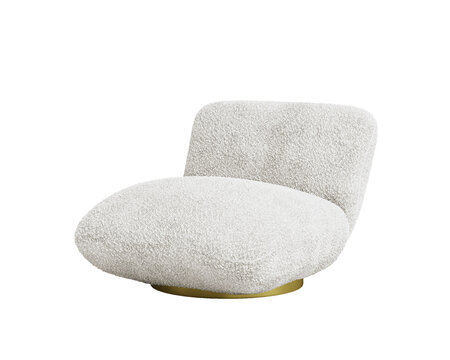 3d rendering of a modern white boucle comfortable lounge armchair, isolated on transparent background, cutout ready for architectural visualisation., png