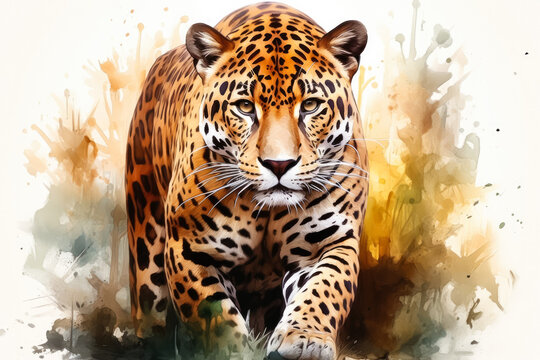 Realistic full body tiger in watercolor