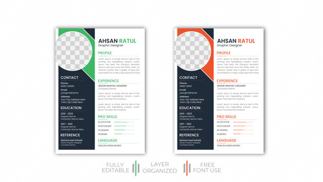 modern CV template word with photo for freshers