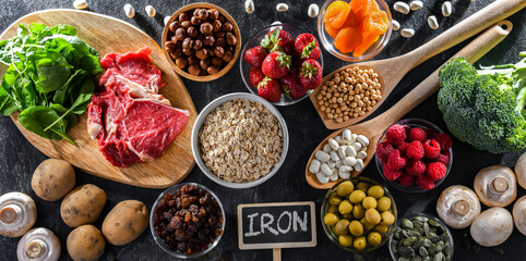 Composition with food products rich in iron