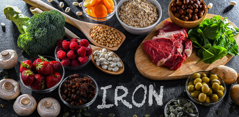 Composition with food products rich in iron