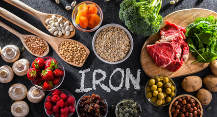 Composition with food products rich in iron