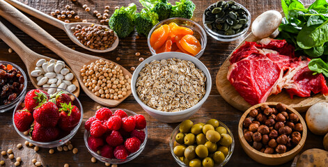 Composition with food products rich in iron