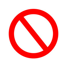 A no access sign is pictured in red with a crossed circle in front of a white background