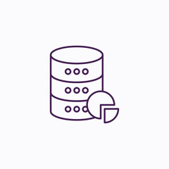 Database Pie Chart and Data Visualization Icon - Analytics Symbol for Database Reporting and Information Graphics - Vector Illustration for Data Representation and Visual Insights