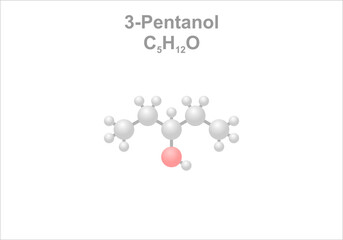 3-Pentanol. Simplified scheme of the molecule. Has a role as pheromone in nature.
