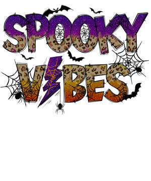 Spooky Vibes PNG, Halloween Leopard, Halloween PNG file, Halloween Sublimation, Sublimation
