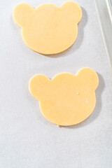 Panda shaped shortbread cookies with chocolate icing