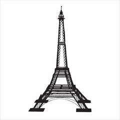 Fototapeta na wymiar vector illustration of Eiffel tower against white background