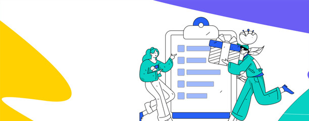 Invite friends to conduct questionnaire flat vector concept operation hand drawn illustration