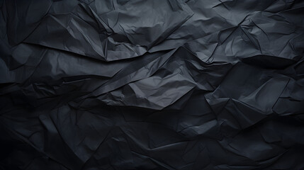 Black crumpled paper texture background 