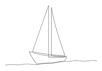 Continuous one line drawing of boat. Transportation concept. Isolated on white background vector illustration. Pro vector. 