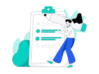 Invite friends to conduct questionnaire flat vector concept operation hand drawn illustration
