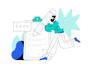 Invite friends to conduct questionnaire flat vector concept operation hand drawn illustration