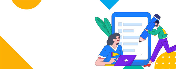 Invite friends to conduct questionnaire flat vector concept operation hand drawn illustration