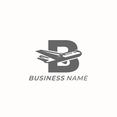 design logo creative letter B and aircraft