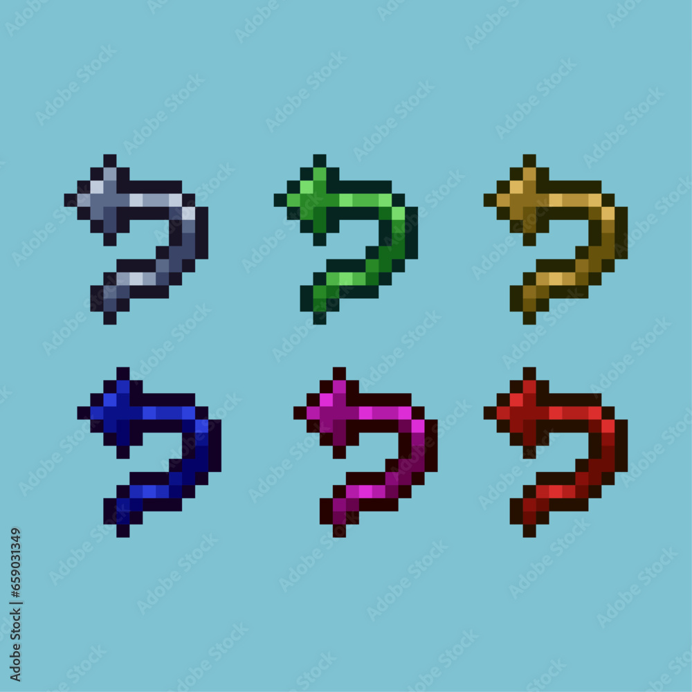 Fototapete pixel art sets of back sign with variation color item asset. simple bits of gold undo sign on pixela