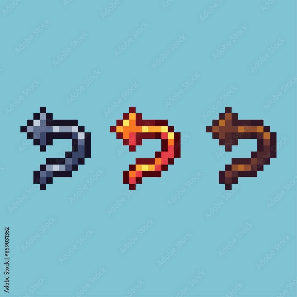 Fototapete pixel art sets of back sign with variation color item asset. simple bits of gold undo sign on pixela