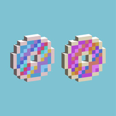 Isometric Pixel art 3d of cassette disc for items asset. Round disc on pixelated style.8bits perfect for game asset or design asset element for your game design asset.