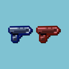 Isometric Pixel art 3d of handgun for items asset. Gun handgun on pixelated style.8bits perfect for game asset or design asset element for your game design asset.