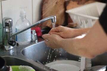 washing hands with soap