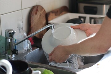 washing dishes