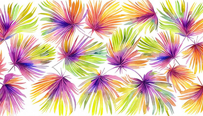 Watercolor art of tropical foliage, leaves, palm leaf. AI Generative