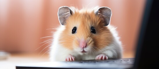 Hamster working remotely on a laptop