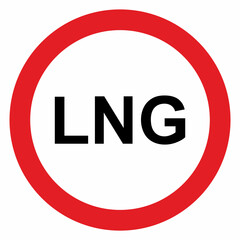Prohibition of transit transportation of LNG, ban of entry of LNG vehicles, road sign, traffic sign, foriddnenof parking in underground garages powered by liquefied natural gas, vector