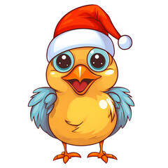 Cute Canaries Bird Christmas Clipart Illustration