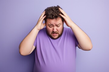 Naklejka premium sick, sad, tired, chubby and overweight young man