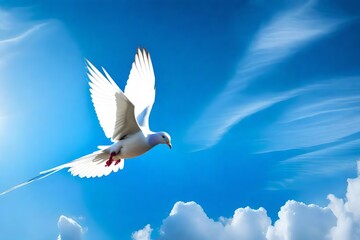 Obraz premium white dove flying in the sky