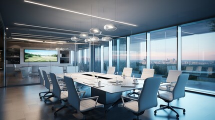 Fototapeta na wymiar The Next Gen Workplace Future Office Meeting Rooms