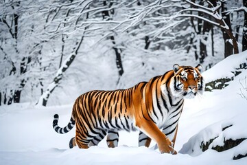 Obraz premium siberian tiger in snow