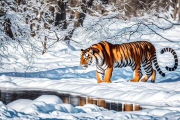 Obraz premium siberian tiger in snow