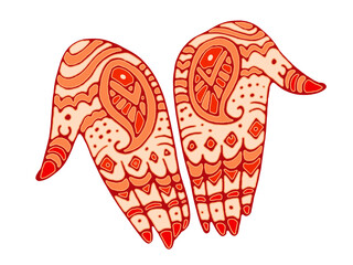 Illustration of a mehndi design on hands - obrazy, fototapety, plakaty