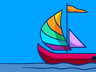 Illustration of a colorful sailboat