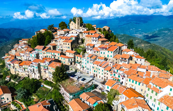 Aerial view of the Bajardo, Liguria, Italy